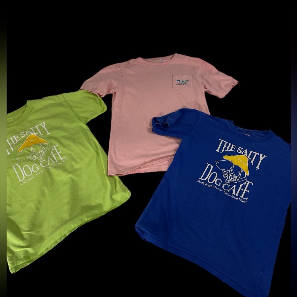 Youth girl or boy t-shirt tee lot vineyard vines salty dog 3 total green pink M